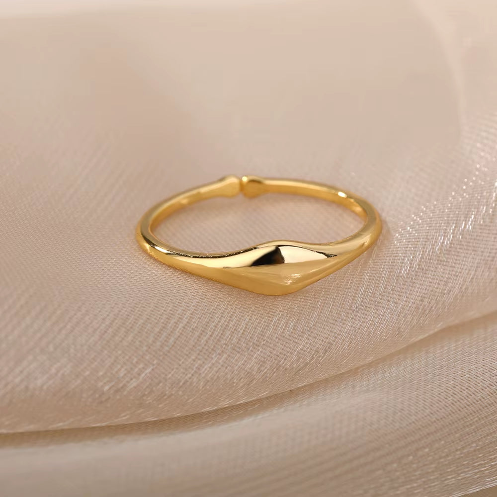 Geometric Irregular Rings for Women Minimalist Stainless Steel Gold Color Ring Vintage Wedding Couple Jewelry Gift Bijoux Femme
