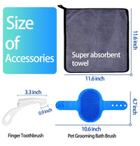4 Pcs Portable Dog Paw Washer Cleaner Set, 2 in 1 Silicone Dog Cleaning Brush Large Dog Feet Cleaner Cup with Premium Towel, Finger Toothbrush and Pet Grooming Bath Brush for Dogs & Cats (L)