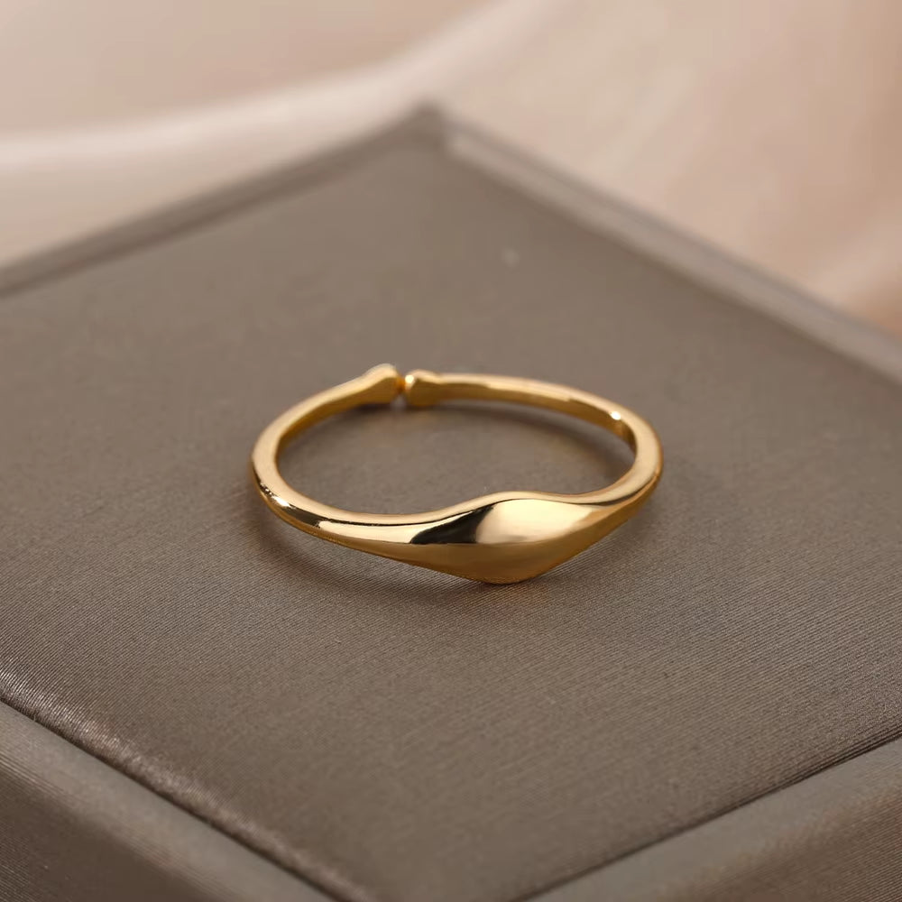 Geometric Irregular Rings for Women Minimalist Stainless Steel Gold Color Ring Vintage Wedding Couple Jewelry Gift Bijoux Femme