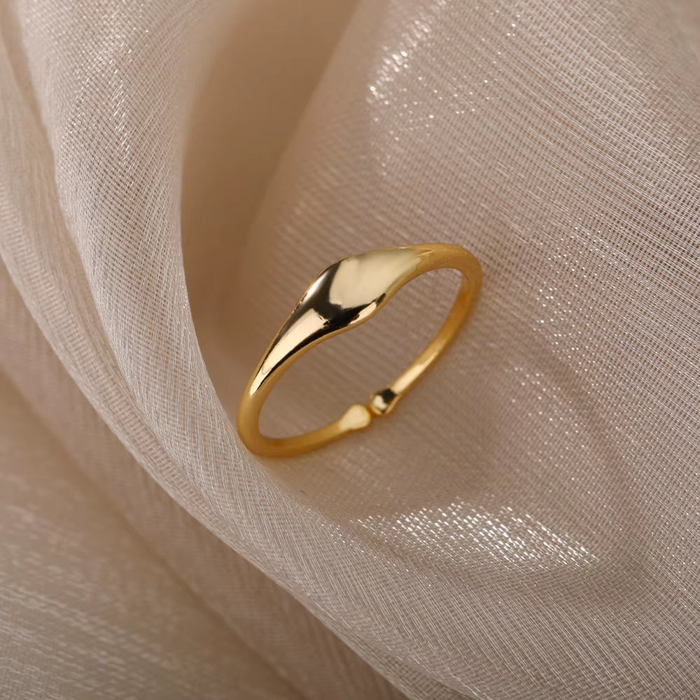 Geometric Irregular Rings for Women Minimalist Stainless Steel Gold Color Ring Vintage Wedding Couple Jewelry Gift Bijoux Femme