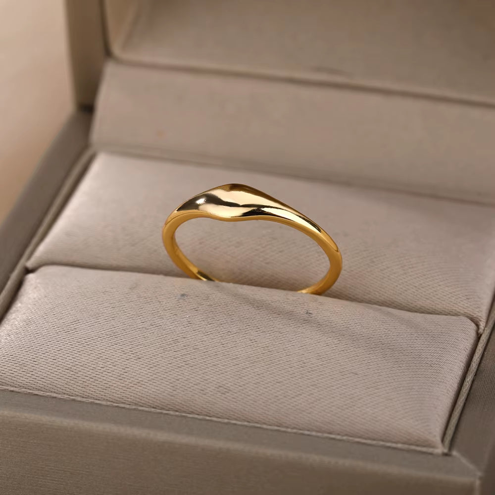 Geometric Irregular Rings for Women Minimalist Stainless Steel Gold Color Ring Vintage Wedding Couple Jewelry Gift Bijoux Femme