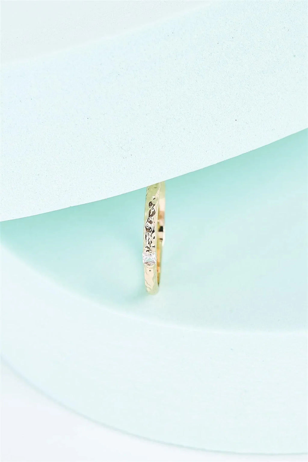 Gold Structured Band Faux Diamond Ring